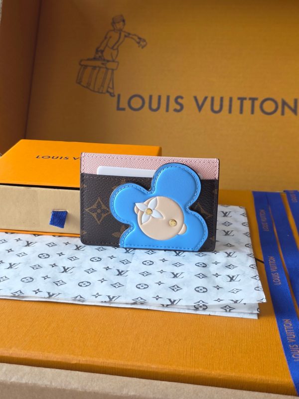 LV M15345 Card Holder Monogram Snowy Pearl Blue Frost