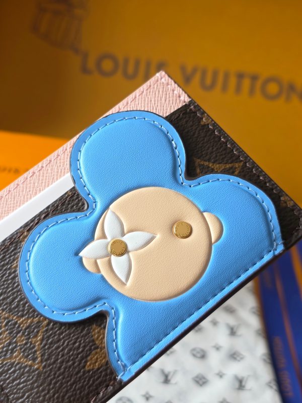 LV M15345 Card Holder Monogram Snowy Pearl Blue Frost