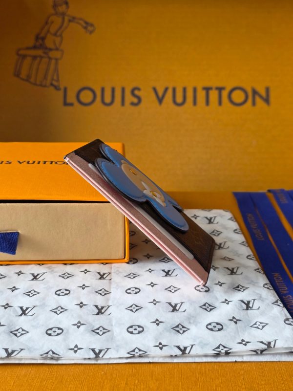LV M15345 Card Holder Monogram Snowy Pearl Blue Frost