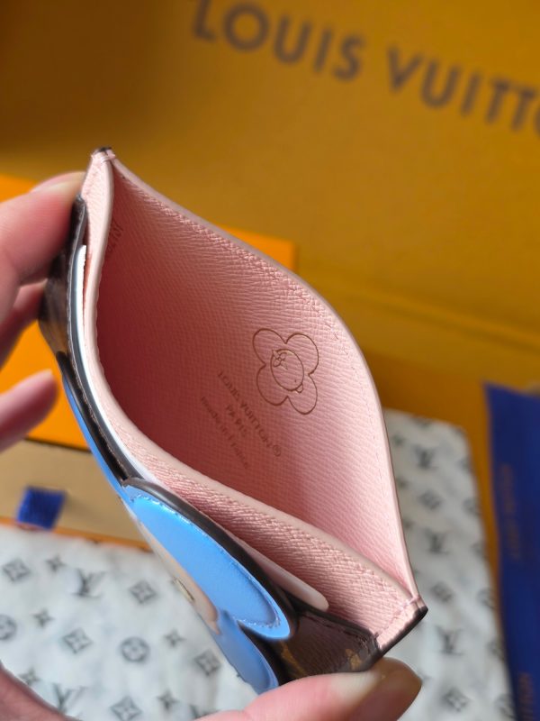 LV M15345 Card Holder Monogram Snowy Pearl Blue Frost