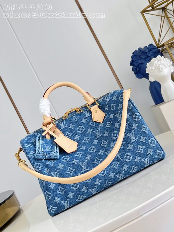 LV M14430 Speedy Soft 30 Blue Denim