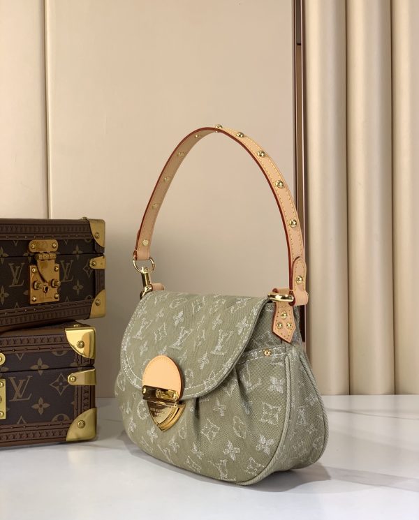 LV M27210 Sunset Handbag Khaki Denim