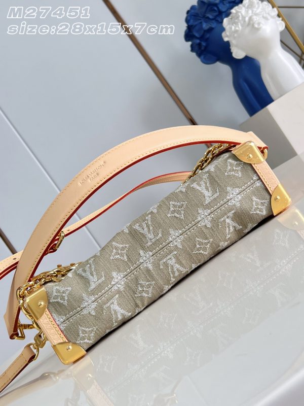 LV M27451 Side Trunk MM East West Khaki Denim
