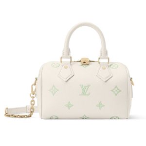 LV M27572 Speedy Bandoulière 20 Milky White Green