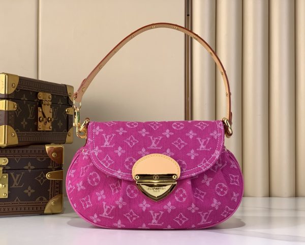LV M28291 Sunset Handbag Fuchsia Denim