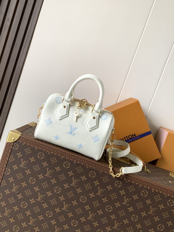 LV M28314 Speedy Bandoulière 20 Milky White Blue